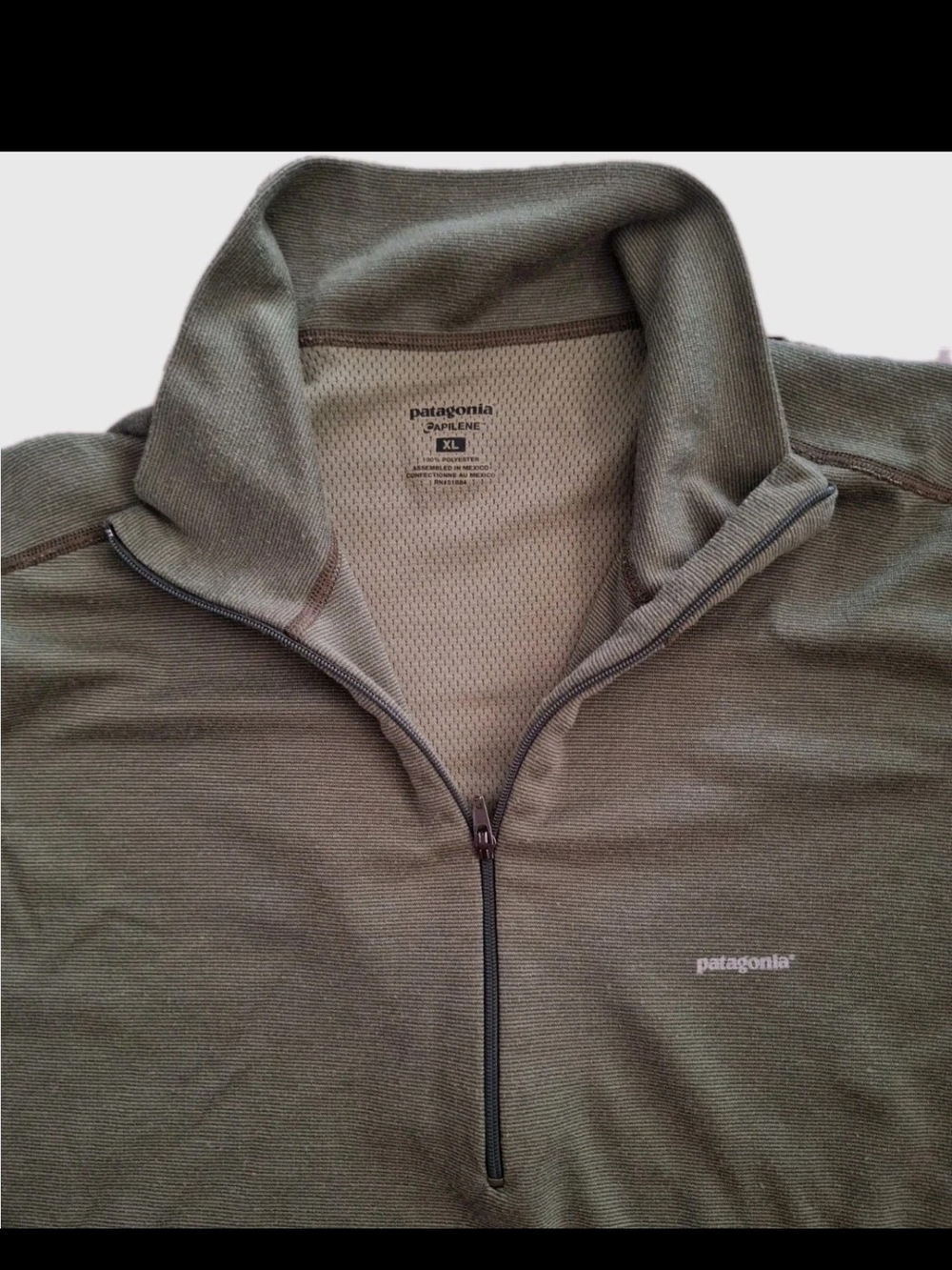 Patagonia Mens Capilene 3 1/4 Zip-Neck Pullover Shirt Size XL Green Olive